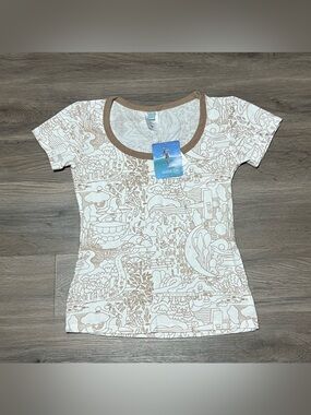 Water Girl Patagonia Womens Small Diego Scoop Top White Brown Organic Cotton NWT